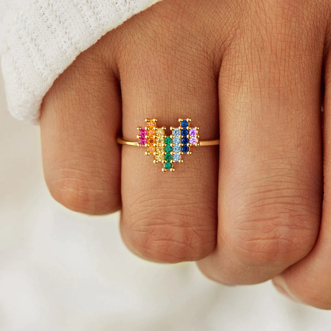 There's No One Quite Like You Rainbow Heart Ring