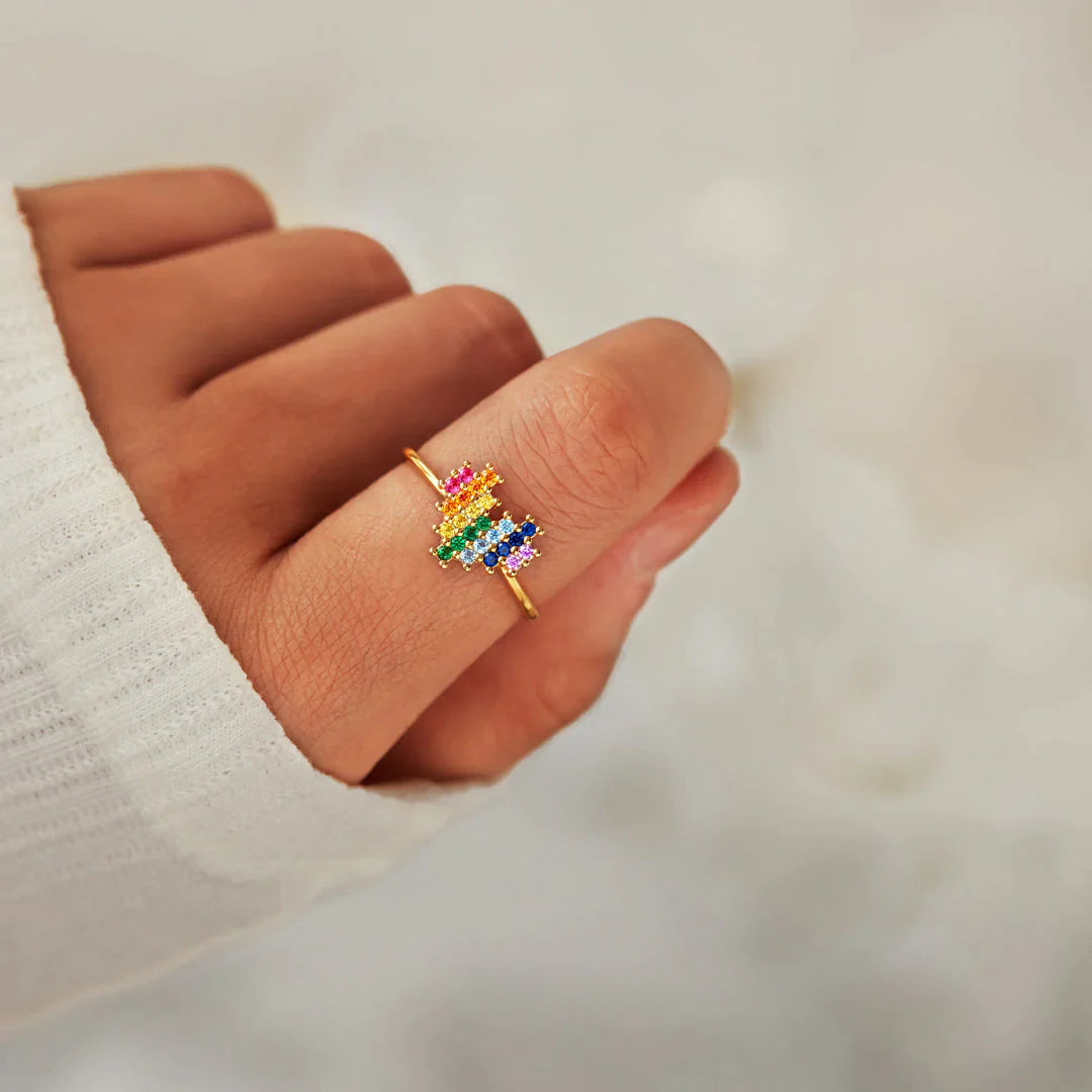 There's No One Quite Like You Rainbow Heart Ring