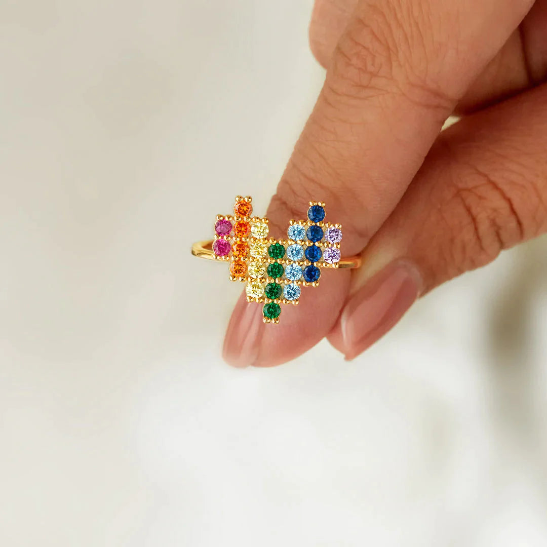 There's No One Quite Like You Rainbow Heart Ring