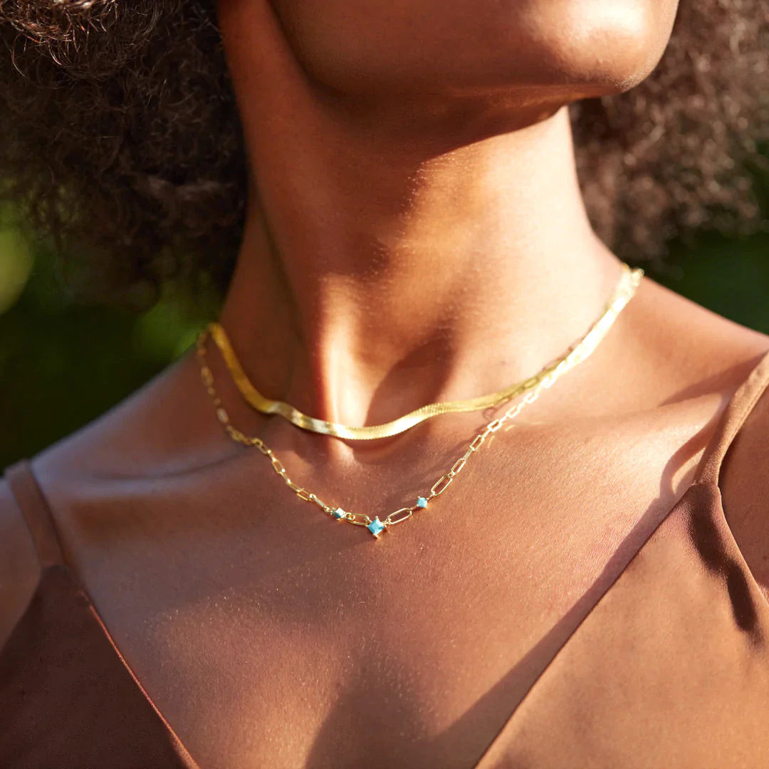 Turquoise Gemstone Layered Necklace Set