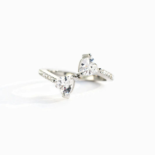 Keep Me Near Your Heart Pavé Double Heart Ring