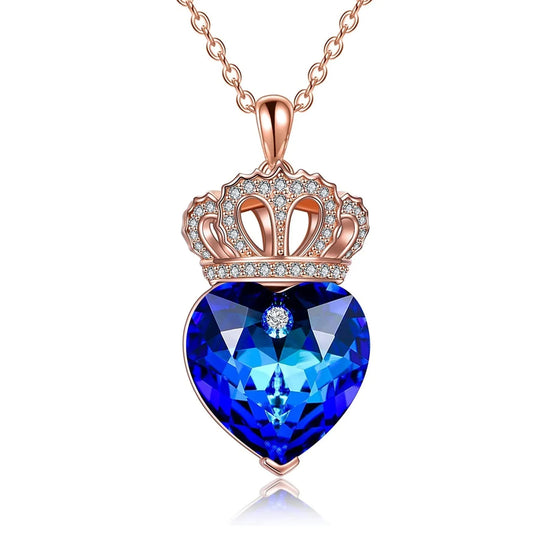 Crown sapphire necklace in rose gold