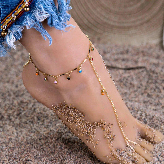 Cuban Chain Anklet Rainbow Anklet Fashion Jewelry for Women