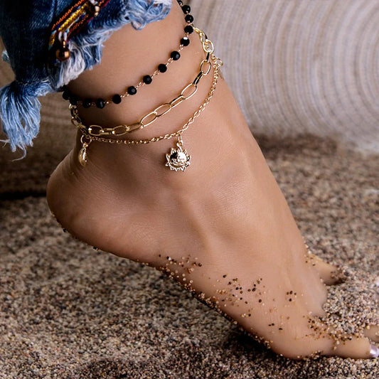 Cuba Chain Anklet Sun Moon Anklet Fashion Jewelry for Women