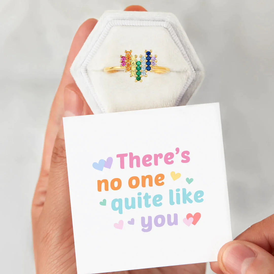 There's No One Quite Like You Rainbow Heart Ring